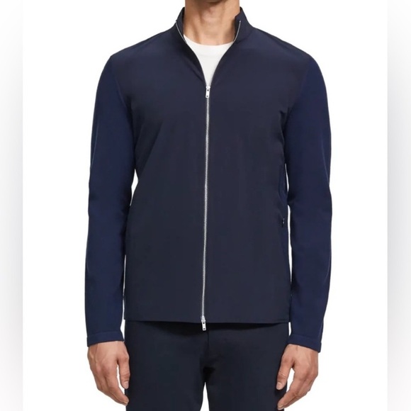 Theory Other - THEORY Men’s Large Bellville Navy Blue Panel Zip Up Jacket Sweater Material